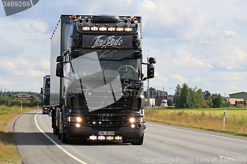 Image of Jens Bode Black Scania R730 Ghost Rider on the Road