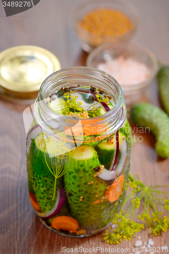 Image of Pickled cucumbers, homemade preserved