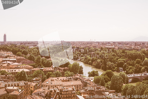 Image of Retro looking Aerial view of Turin