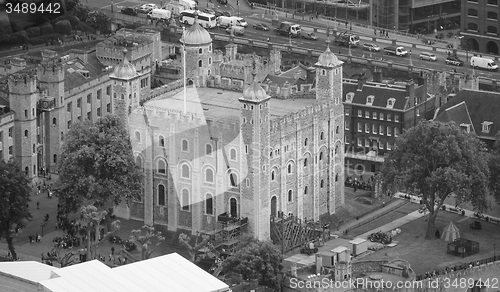 Image of Black and white Aerial view of London