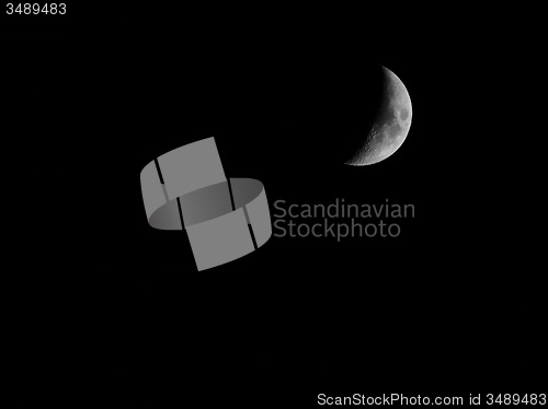 Image of Black and white First quarter moon