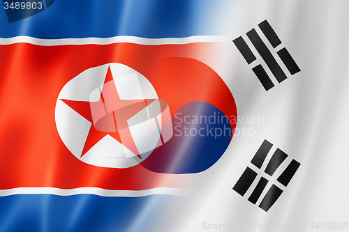 Image of North Korea and South Korea flag