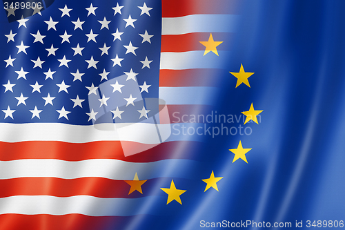 Image of USA and Europe flag