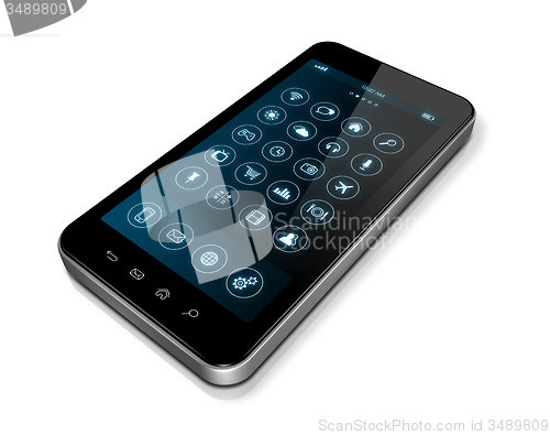 Image of Smartphone with apps icons interface