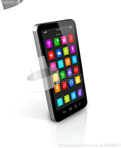 Image of Smartphone with apps icons interface