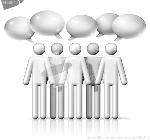 Image of group of stick figures people with speech bubbles