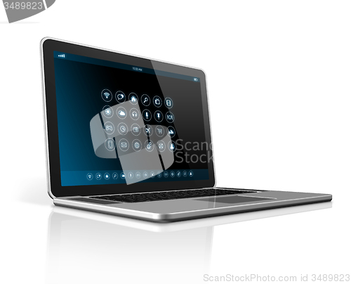 Image of Laptop Computer - apps icons interface