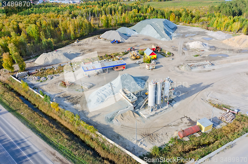 Image of Aerial view on construction materials company. Tyumen. Russia