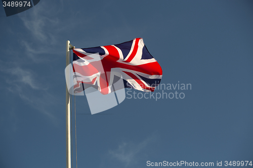 Image of Great Britain flag in evening light