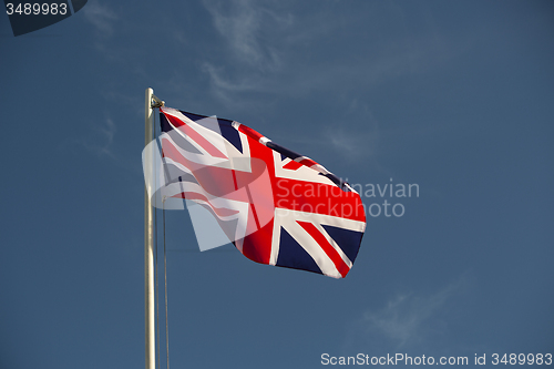 Image of Great Britain flag in evening light