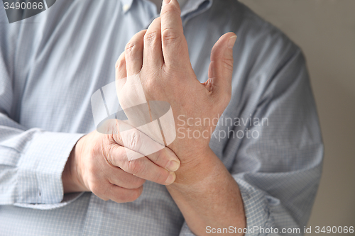 Image of Man has pain in wrist.