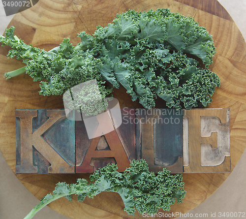 Image of Kale leaves with word