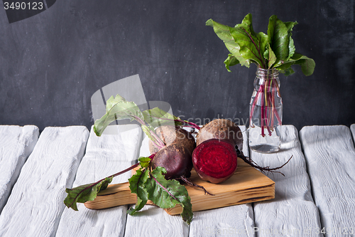 Image of Beetroots rustic wooden table 