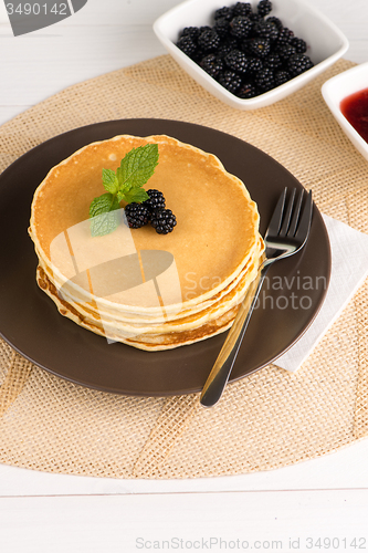 Image of Pancakes with fresh blackberries