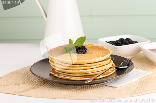 Image of Pancakes with fresh blackberries