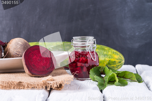 Image of Beetroots rustic wooden table 