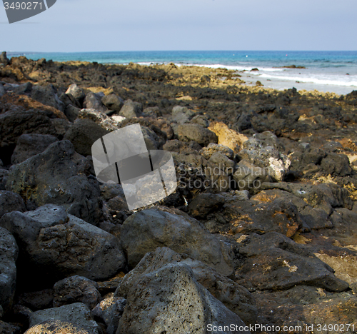 Image of  in lanzarote  isle foam rock spain landscape  stone  