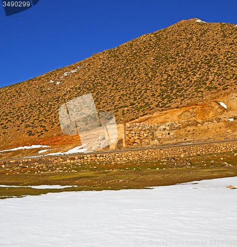 Image of hill in   africa morocco the atlas valley dry  