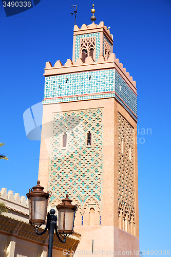 Image of  maroc africa minaret   the blue    street lamp