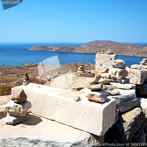 Image of temple  in delos greece the historycal acropolis and old ruin si