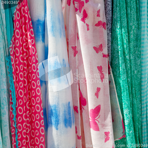 Image of in  greece  accessory colorfull scarf and headscarf old market n