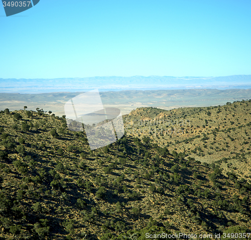 Image of valley in   africa morocco the atlas dry mountain ground isolate