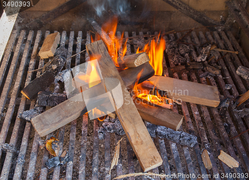 Image of Fire getting ready for a bbq