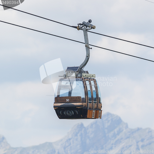 Image of Ski lift cable booth or car