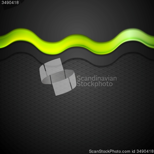 Image of Contrast gradient background with green glow wave