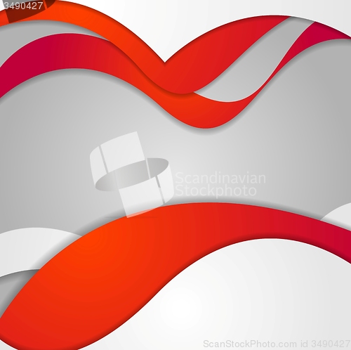Image of Red grey contrast gradient wavy design
