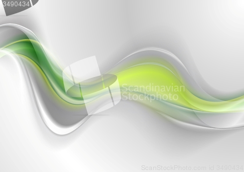 Image of Smooth green grey abstract waves design