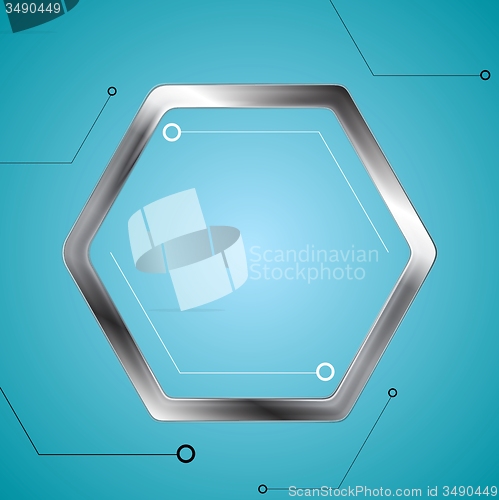 Image of Technology drawing with metal hexagon