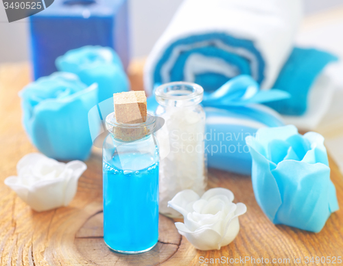 Image of sea salt,soap and oil