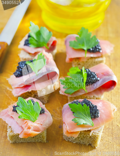 Image of canape with fish and caviar