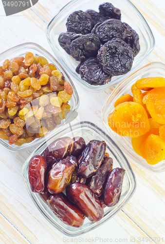 Image of dried apricots, raisins and dates