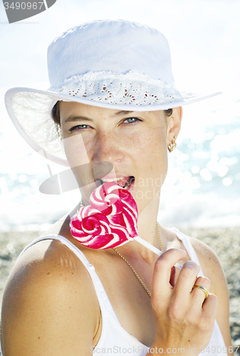 Image of woman with sweet candy