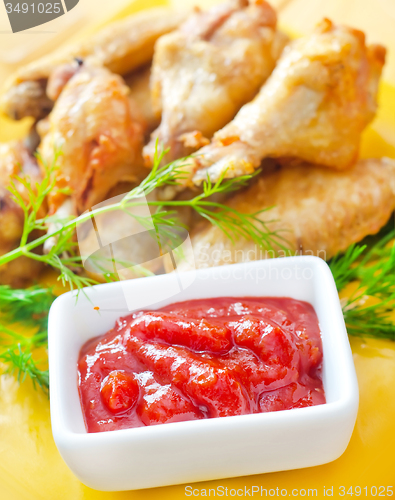 Image of Hot Meat Dishes - Grilled Chicken Wings with Red Spicy Sauce