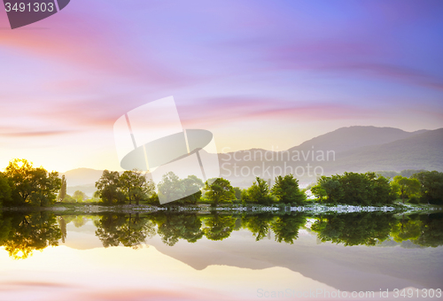 Image of lake on sunset