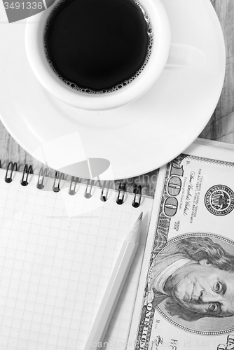 Image of coffee and note