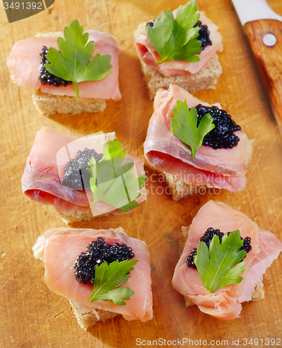 Image of canape with fish and caviar