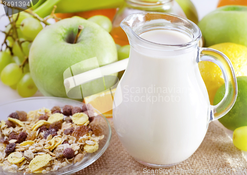 Image of milk and fruits