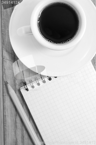 Image of coffee and note