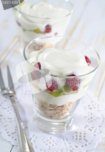 Image of oat flakes with yogurt