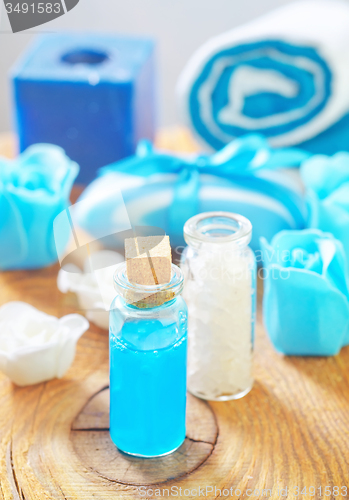 Image of sea salt,soap and oil