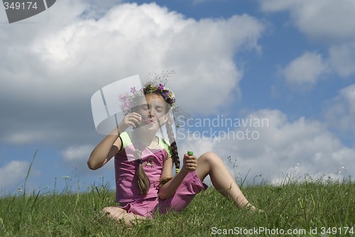 Image of Girl with  soap bubbles I