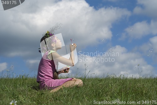 Image of Girl with  soap bubbles II