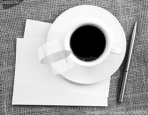 Image of coffee and note