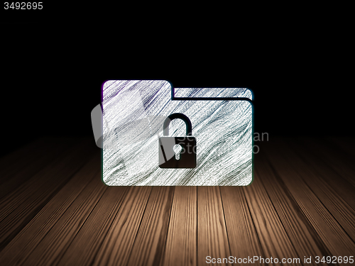 Image of Business concept: Folder With Lock in grunge dark room
