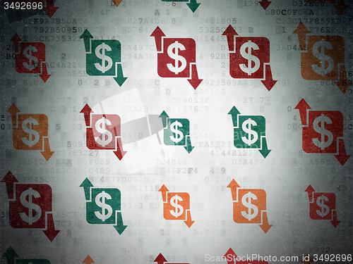 Image of Business concept: Finance icons on Digital Paper background