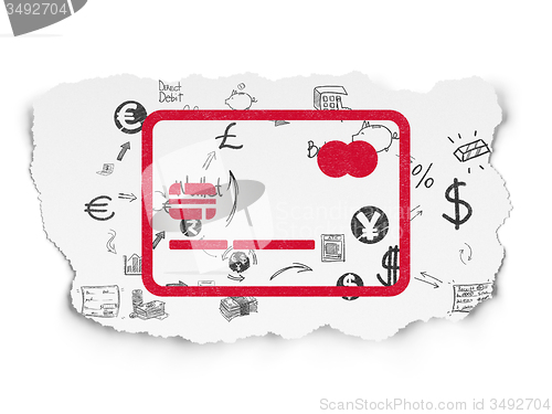 Image of Banking concept: Credit Card on Torn Paper background